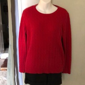 Red cable knit pullover sweater